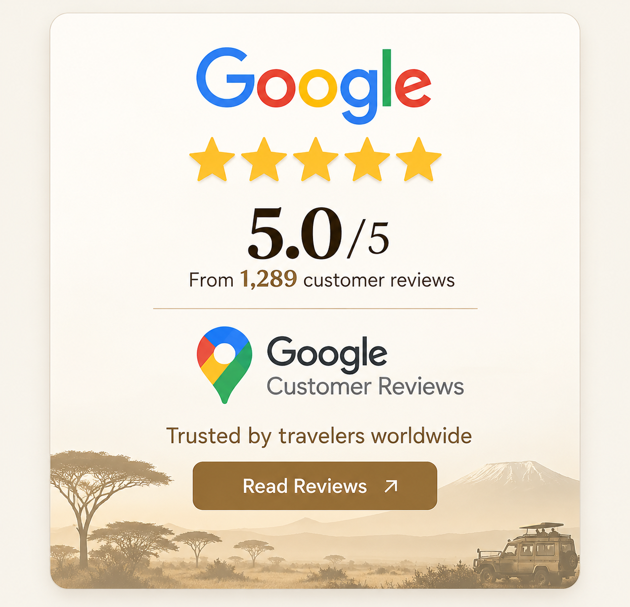 Google customer review promotional badge for Summer Winter Adventures
